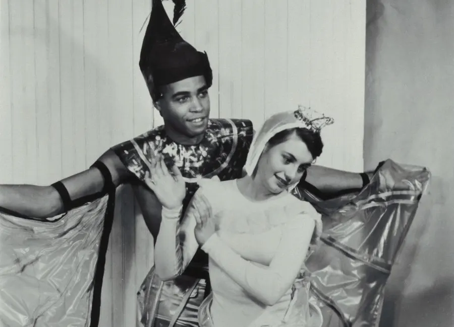 A young James Earl Jones poses in costume with another actor