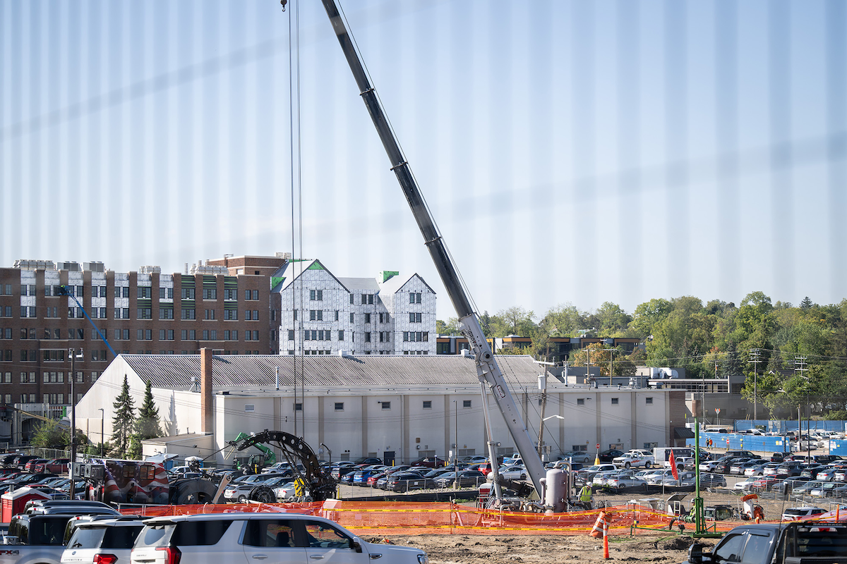 Crews drilling a test borehole capable of reaching a depth of 1,600 feet