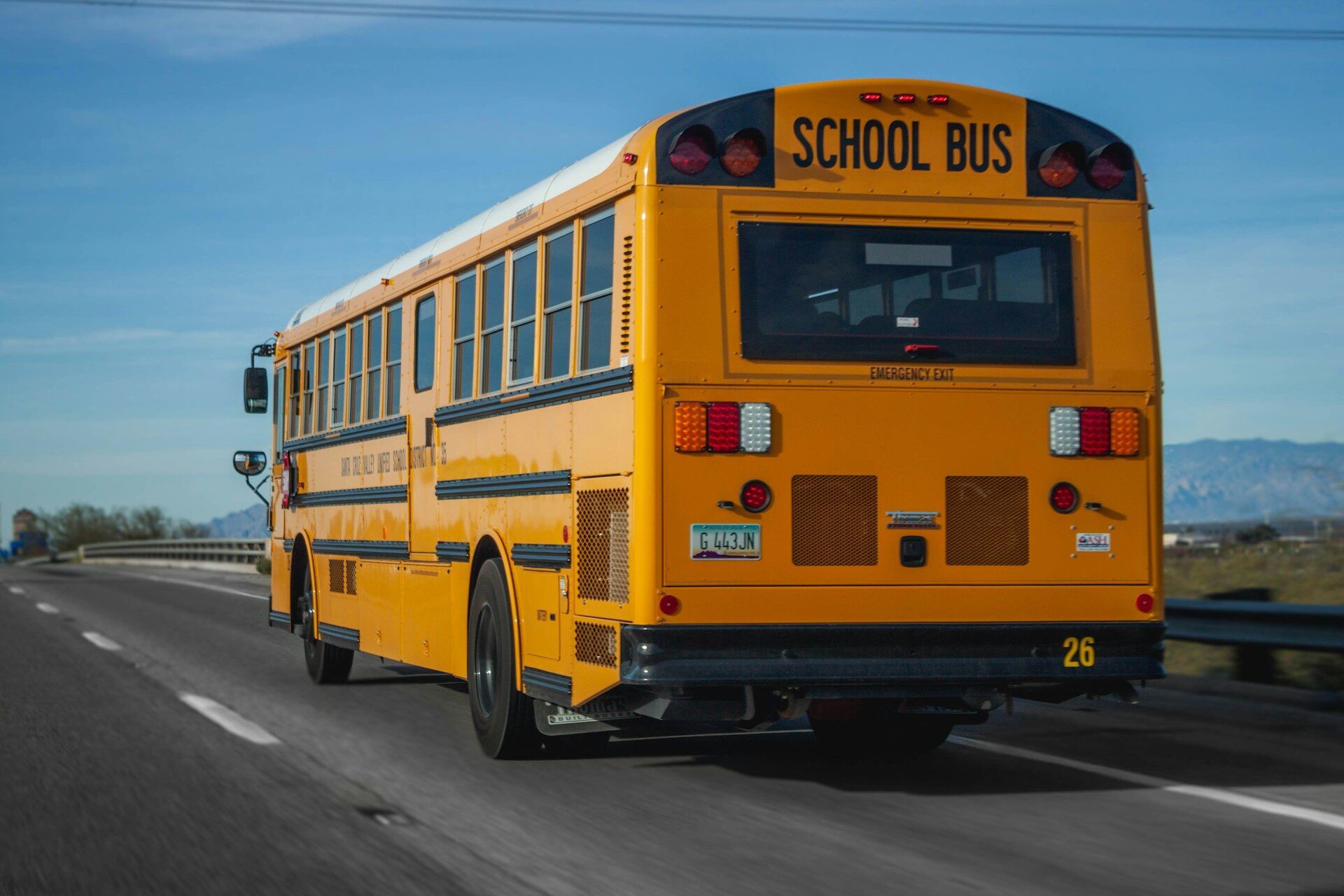 School bus from behind.